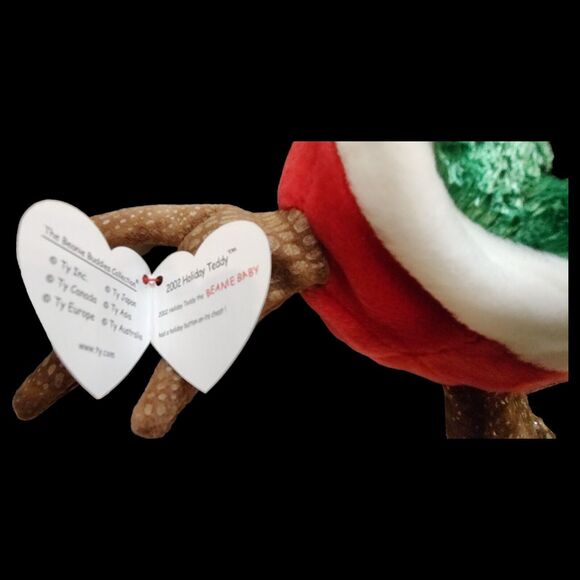 Vintage 1998, 2002 Holiday 14" Reindeer Teddy Beanie Baby Christmas PJs 9" Bear - Picture 13 of 16